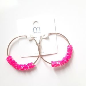 Melody Hot Pink Crystal Hoop Earrings